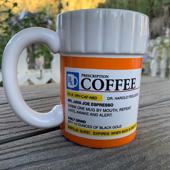 Prescription Mug Pill Bottle Coffee Cup Pharmacy 12 oz. Rx Big Mouth Toys - Picture 1 of 11
